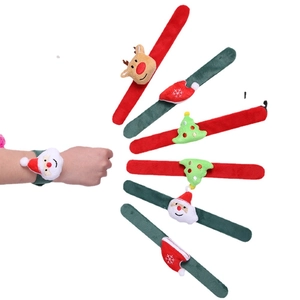 Christmas Slap Bracelets Plush Santa Reindeer Tree Holiday Party Favors For Kids And Adults Soft Wristbands Decorative Festive Gifts