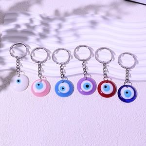 Colorful Evil Eye keychain set with six palm charms and beads for women's handbag decor