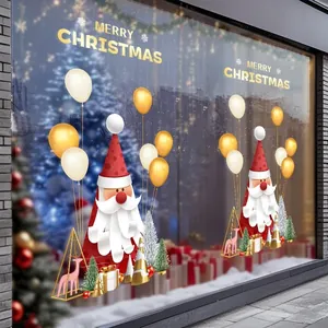 Weihnachtsfensteraufkleber mit Weihnachtsmann und Ballons für festliche Ladendekoration
