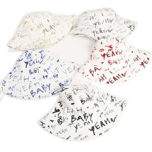 5-piece set of graffiti cotton bucket hats with colorful Yeah Baby letter print