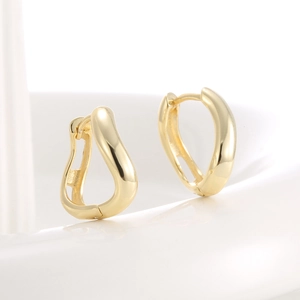 Minimalist S925 silver 14K gold plated asymmetric hollow hoop earrings for women