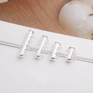 S925 sterling silver slide tube clasps with 2 to 5 holes for multi-strand jewelry making