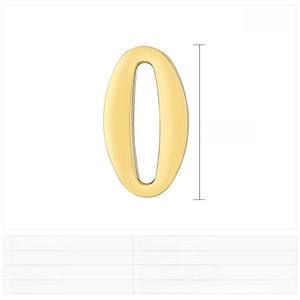 Tableau des tailles du pendentif ovale chiffre 0 en acier inoxydable doré 15x8mm