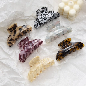 Classic leopard pattern acetate large hair claw clips set in various elegant marble colors