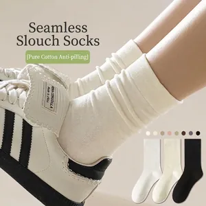Breathable cotton slouch socks for women with seamless toe and anti-pilling fabric