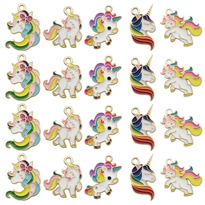 Bulk set of 20 unicorn enamel charms in 5 styles for DIY jewelry making and earrings