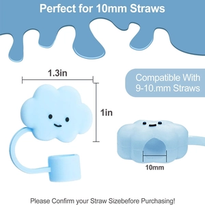 Detailed size chart for blue silicone cloud straw topper fitting 9-10mm straws