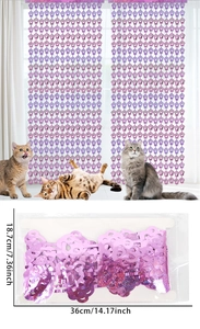 Pink laser cat paw foil curtain for party decoration with 18.7cm by 36cm packaging detail