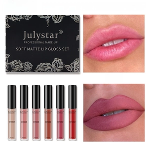 Velvet matte lip gloss set of 6 long-lasting tubes with vintage floral gift box