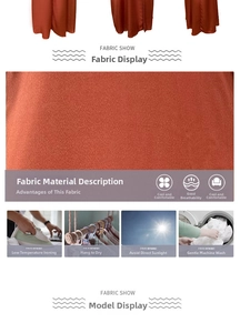 Detail of satin dress fabric showing breathable texture and care instructions for women