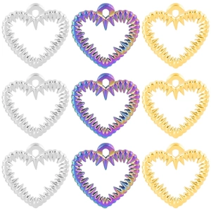 Heart Pendant Necklace Stainless Steel Spiky Edge Punk Gothic Minimalist Jewelry For Women Clavicle Chain