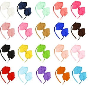 Set of 20 colors handmade grosgrain ribbon oversized bow headbands for girls
