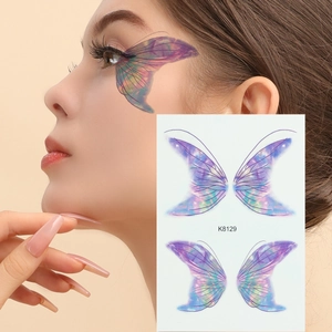 Butterfly Wing Temporary Tattoo Stickers Waterproof Face Eye Makeup Gradient Starry Shimmer Party Body Art For Women