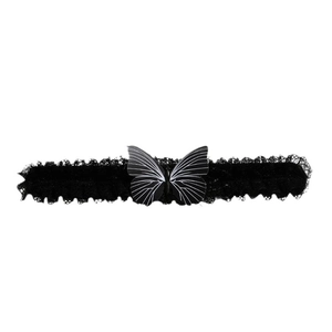 Halloween-Armband aus schwarzer Spitze mit weiß gemustertem Schmetterling