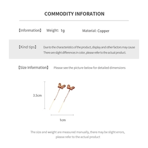Size and weight specifications for butterfly tassel earrings in 18K gold plated copper