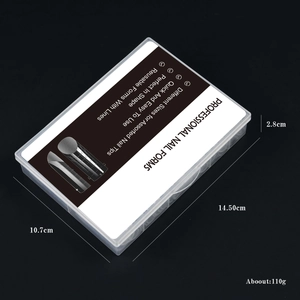 Professional nail extension forms in transparent box with dimension and weight labels