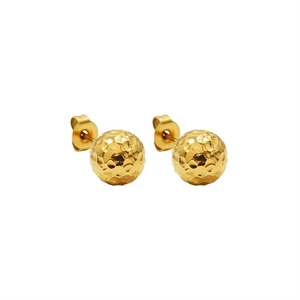 Boucles d'oreilles boules dorées martelées de style français en acier titane 18 carats