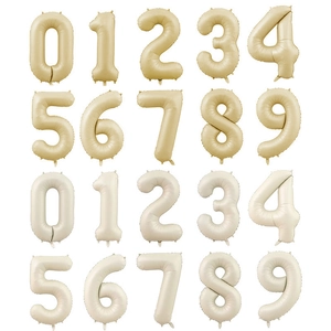 Caramel and cream white 32-40 inch number balloons for birthday party decorations