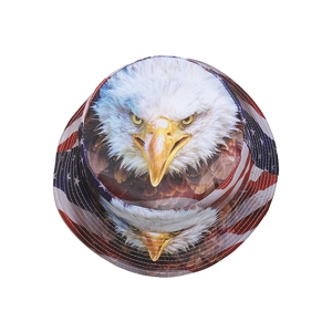 Unisex US flag bucket hat with eagle print for summer sun protection and hip-hop style