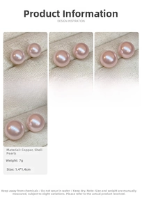 Detailed size comparison of pink faux pearl earrings in 0.8cm to 1.4cm diameters