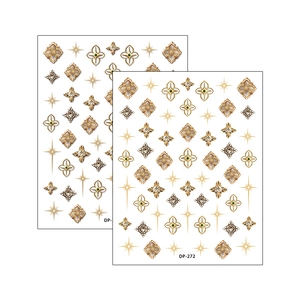 Japanese ultra-thin 3D embossed nail art stickers with gold star and geometric patterns