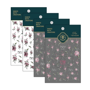 Lot de stickers pour ongles à fleurs roses et feuilles vertes dans leur emballage