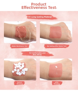 Waterproof and smudge-proof test of velvet matte brick red liquid lipstick on skin surface