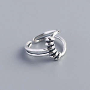 Retro 925 Sterling Silver Adjustable Open Ring With Twist Knot Design Vintage Chic Handcrafted Jewelry For Women