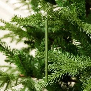 Pine scented dark green Christmas ornament stick with spiral silver metal hook