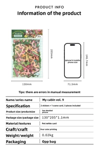Detailed size specifications for My Cabin DIY stickers with iPhone size comparison