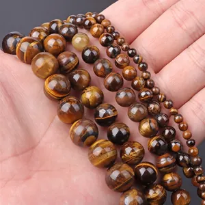 Natural yellow tiger eye beads in various sizes for DIY jewelry making and crafting