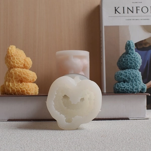 Animal rose texture silicone mold for DIY candles featuring bear and rabbit shapes