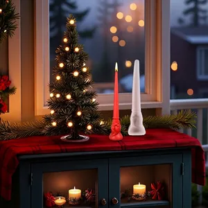 Christmas taper candle silicone mold for DIY Santa Claus relief ornaments decor