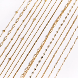 Selection of 18k gold-plated stainless steel chains including snake and O-link styles