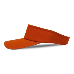 Side view of orange breathable cotton sun visor hat with curved brim for sports