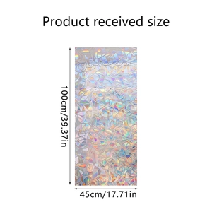 Rainbow holographic window film with 45x100cm product dimensions for home glass decor