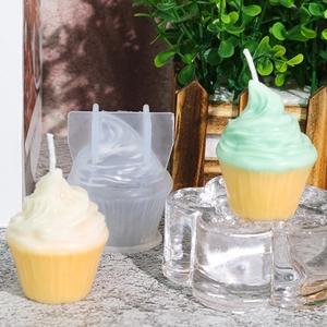 3D Ice Cream Cupcake Silicone Mold Heat Resistant Flexible For Scented Candle Making DIY Resin Crafts
