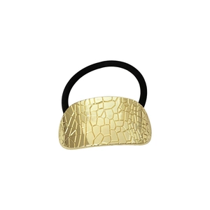 Punk style gold alloy ponytail cuff hair tie with irregular geometric cracked relief texture