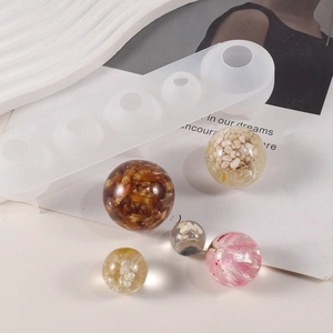 DIY translucent silicone mold for crafting resin spheres with floral inclusions