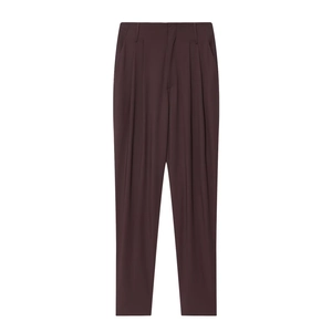 Women's autumn fashion formal trousers in deep brown with a tailored relaxed fit