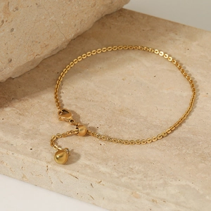 Minimalist Stainless Steel Adjustable Sliding Ball Bracelet For Women Simple Luxury Metal Link Chain Hand Accessory