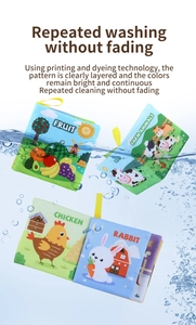 Livres en tissu doux pour bébé thèmes fruits et animaux avec effet d'éclaboussure
