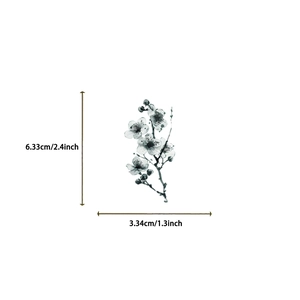 Ink floral waterproof PET sticker with minimalist plum blossom design and dimensions