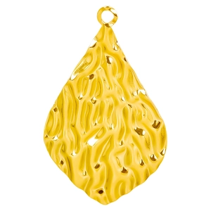 304 stainless steel golden oval drop pendant with textured wrinkle finish and bail