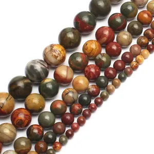 Natural Picasso Jasper round stone beads in multiple sizes for DIY jewelry making