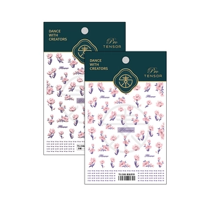 5D embossed floral nail art stickers TS-2384 and TS-2385 with purple flower patterns
