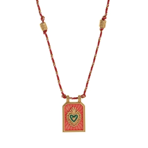 Vintage Bohemian Tarotkarte Emaille Anhänger Halskette Kupfer 18K Vergoldet Böser Blick Heiligstes Herz Vogel Schmuck Damen