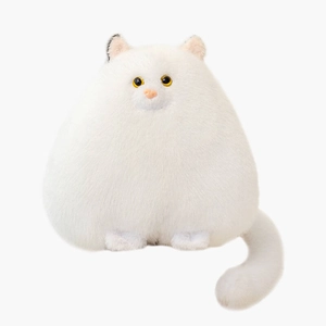 Plush white Persian cat stuffed animal doll with soft fur and yellow eyes for home decor