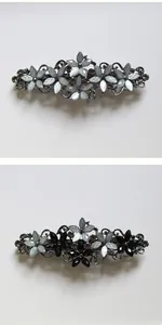 Detailed comparison of vintage flower hair clips with rhinestones and alloy metal frames