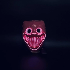 LED Poppy Playtime glow mask with pink neon EL wire for Halloween cosplay costume